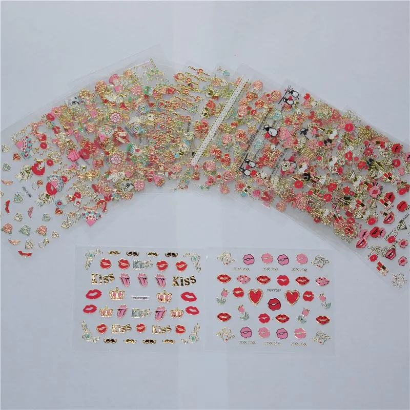 

24pcs/lot Colorful Gilded lips 3d Beauty Sticker for Nails Decal Decorations Manicure Tips Beauty Nail Art Sticker