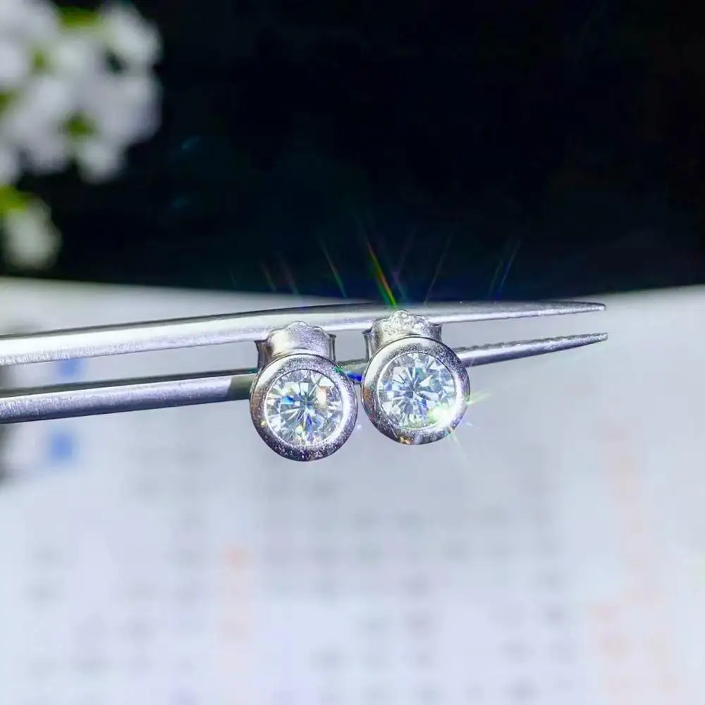 Женские серьги с блестящим кристаллом moissanite из серебра для подарка на день