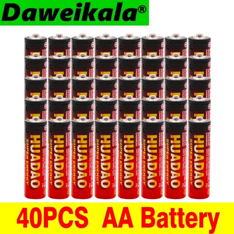 

40Pcs HUADAO Alkaline Dry Battery AA 1.5V Baterias For camera,calculator, alarm clock, mouse ,remote control battery