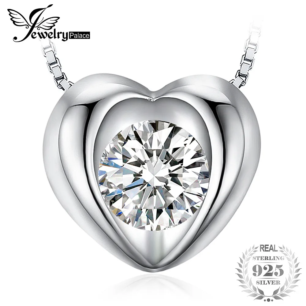

JewelryPalace Love Cubic Zirconia Solitaire Heart Pendant 925 Sterling Silver Pendant Fashion Jewelry Not Include A Chain