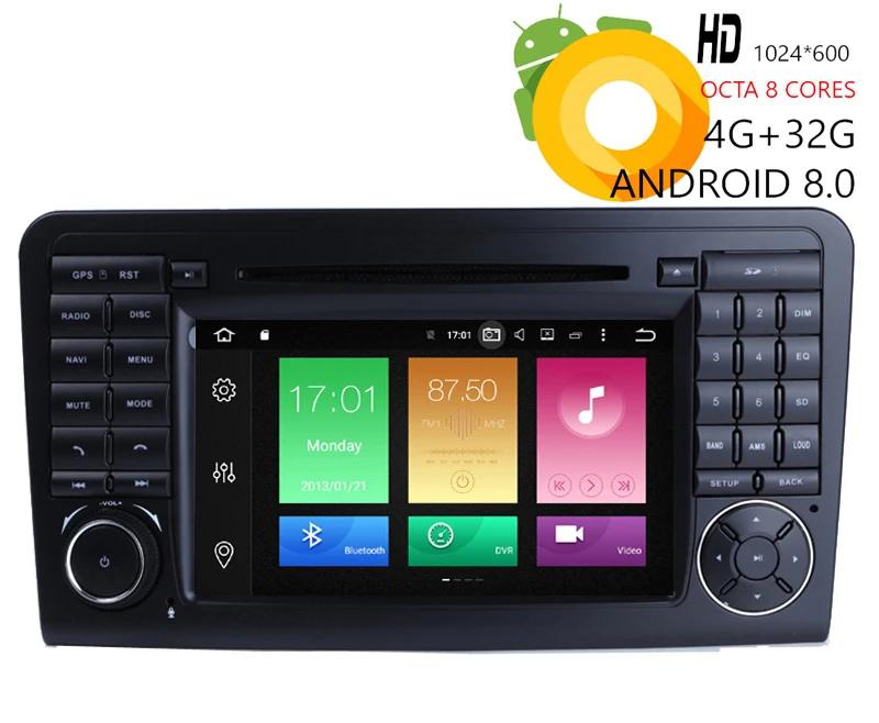 HIRIOT 7 ''ips автомобильный Android 8,0 DVD gps плеер для Mercedes Benz ML/GL-Class X164 W164 Octa 8 Core 4G ram 32G rom Wifi радио DAB +