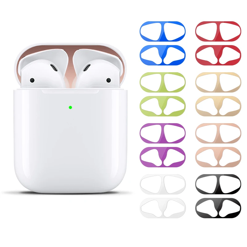 

Metal Dust Sticker For Airpods 2 Skin Protective Bling Sticker for Apple Airpods 2nd Earphone Charging Case Cover Coque 2019