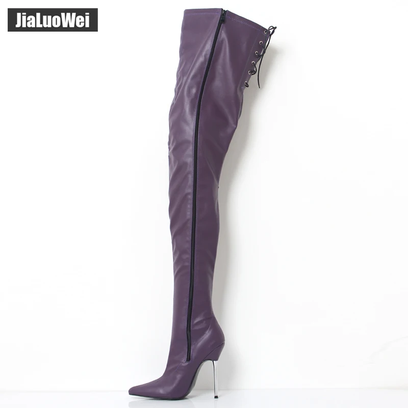 Women Folding Over The Knee Boots High Heel Pointed Toe Big Size