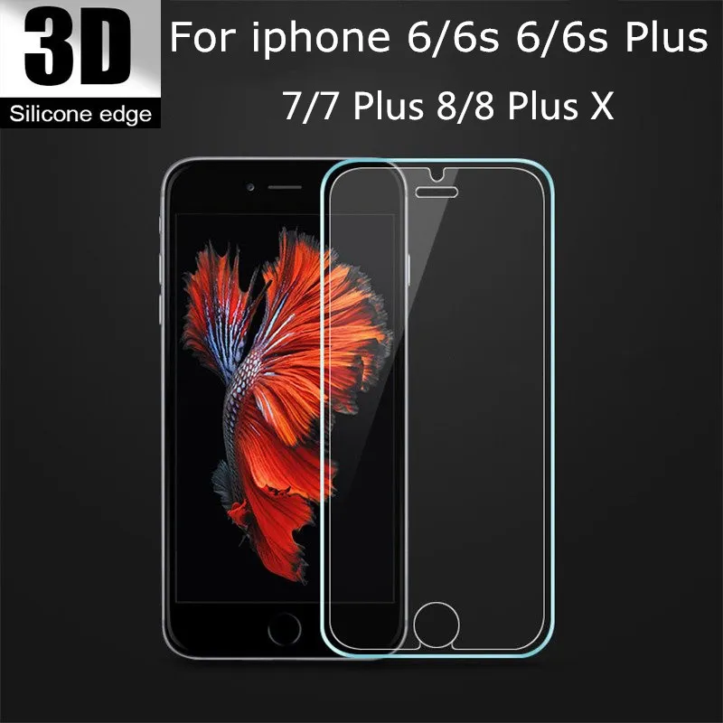

9H 3D TPU Edge Tempered Glass For iphone 6 plus 6s Full Screen Protector Silicone edge Glass Protective For iphone 7 8 Plus