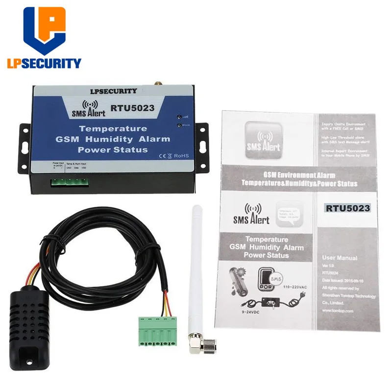 LPSECURITY GSM 3G Temperature Humidity SensorPower Lost SMS Alert Remote Monitoring DC Power Timer Report APP Control RTU5023