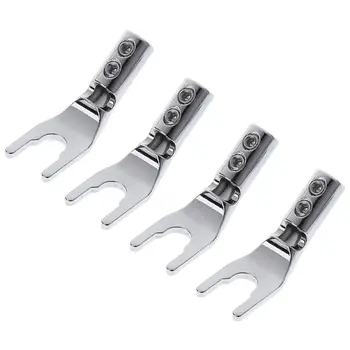 

4PCS Terminal Spade Copper Rhodium Plated Plug Speaker Cable Connector Post