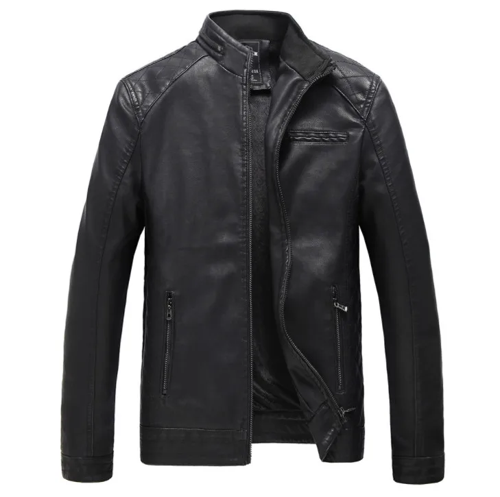 ZOEQO кожаная куртка мужская мода осень мотоцикл из искусственной кожи мужские зимние куртки верхняя одежда пальто из искусственной кожи PU куртка для мужчин - Цвет: black