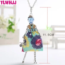 YLWHJJ marka 2018 yeni sevimli kız bebek çiçek elbise kolye kadınlar için moda bildirimi takı bebek maxi kolye Collier femme(China)