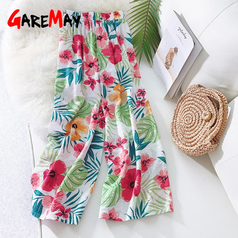 GareMay 2019 المرأة الصيف بنطال ذو قصة أرجل واسعة النساء مضيئة عالية الخصر السراويل جرس أسفل القطن الكتان الأزهار عارضة إمرأة السراويل GareMay 2019 المرأة الصيف بنطال ذو قصة أرجل واسعة النساء مضيئة عالية الخصر السراويل جرس أسفل القطن الكتان الأزهار عارضة إمرأة السراويل