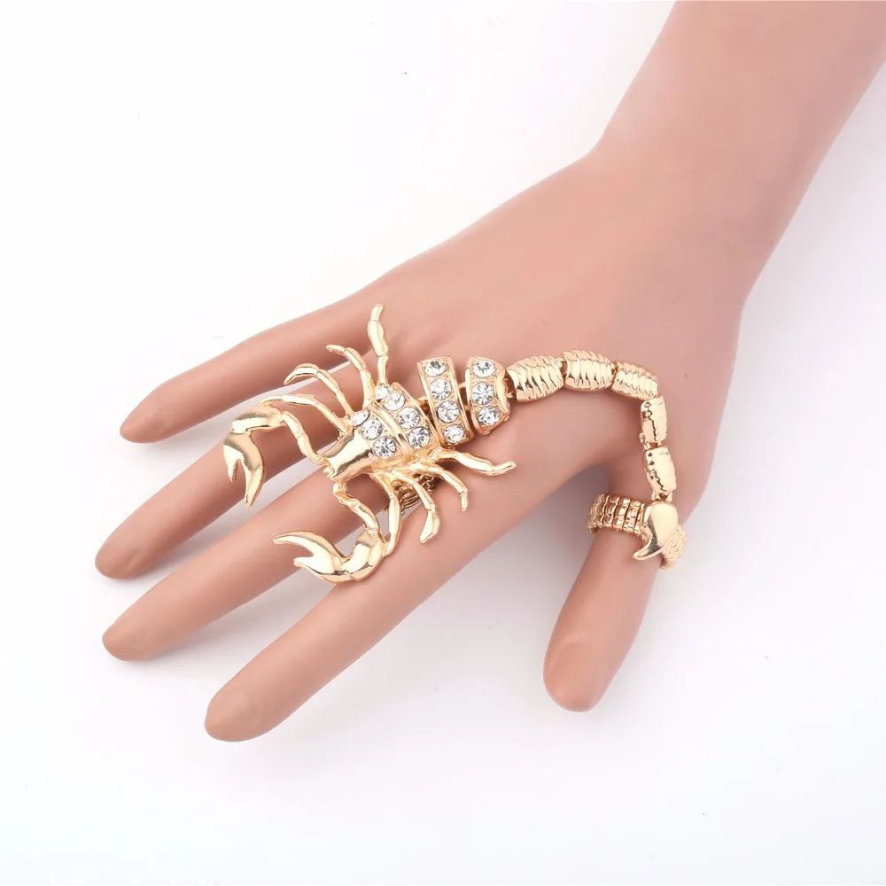 

Free Shipping Cubic Zirconia Scorpion Gold Color / Silver Color Alloy Double Rings
