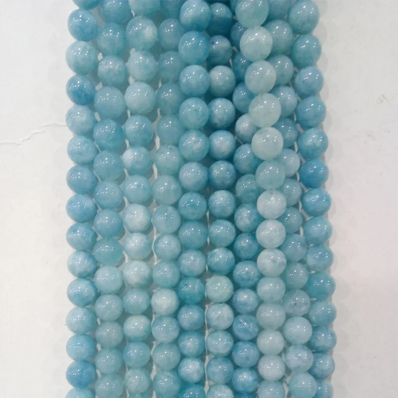 Light Blue Natural Stone Cracked Round Popcorn Veins Stone Loose Pale