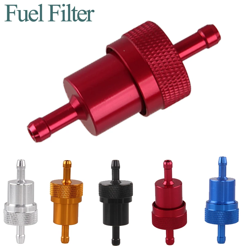 1Pcs Universal Anodized alloy Motorcycle Dirt Bike ATV Quad Inline Oil Gas Fuel Filter Red Black