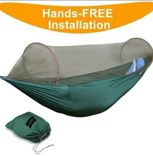 Smartlife Outdoor Parachute Automatic Openning Hammock Portable Camping Hammock with Mosquito Nets Single Person Hammock Swing the newest outdoor hammock camping 290 145cm quick openning mosquito nets portable hammac double person handing chair swing bed