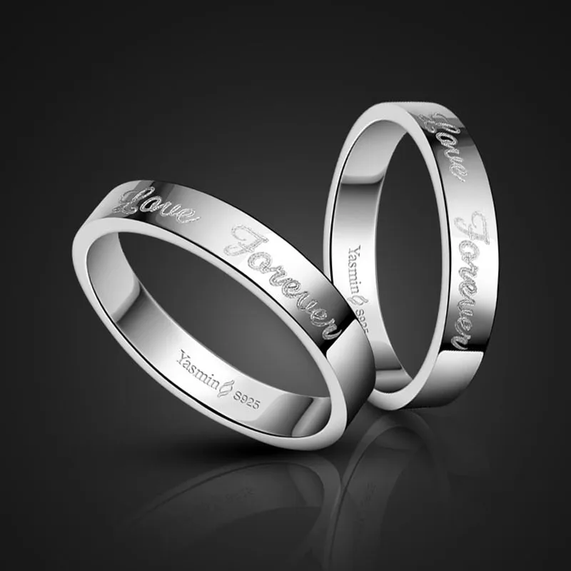 

Fashion sterling silver forever love engagement ring. Solid 925 silver couple ring. Woman or man single ring. Wholesale jewelry