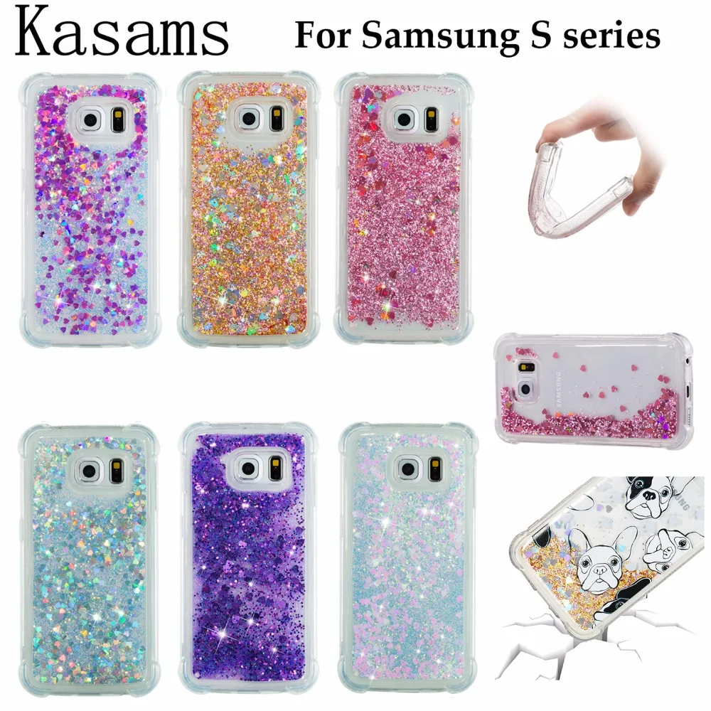 

Quicksand Cases For Samsung S5 S6 S7 Edge Phone Case Fall proof Flowing Glitter Liquid Shell Soft TPU Cover G935 G930 G928