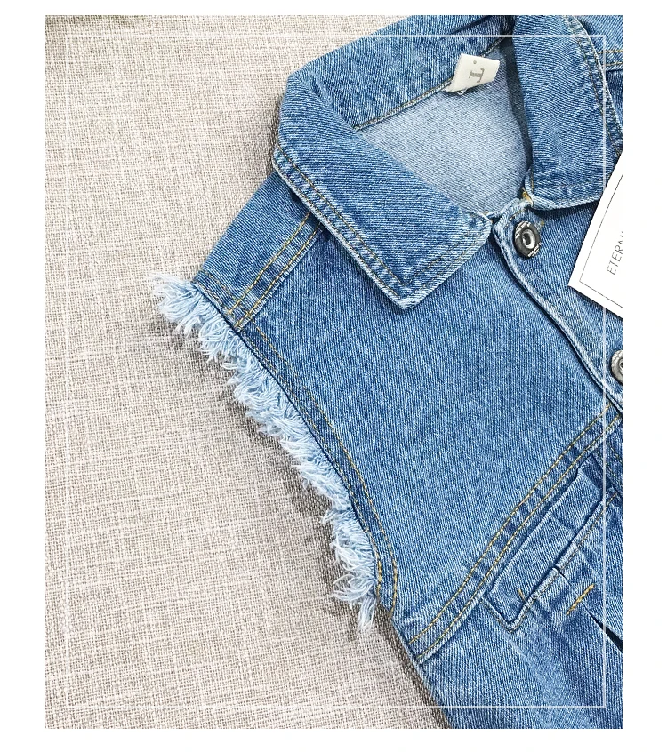 Sifafos/детская одежда джинсовые жилеты модные жилеты для маленьких мальчиков верхняя одежда с принтом сзади на весну и осень Топ для девочек