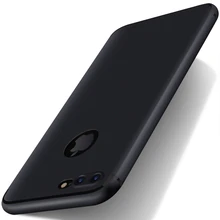 Для iphone 7 plus iphone7 Силиконовый Чехол Тонкий ТПУ Мягкий Чехол для Apple iphone 6 iphone 6 S Логотип Матовый Задняя Крышка Черный + Dust Разъем