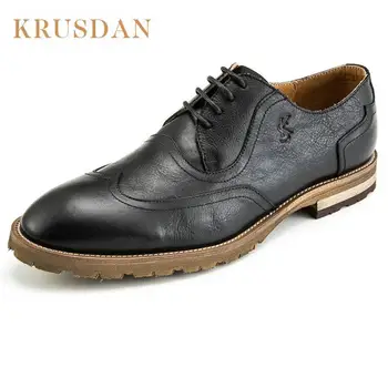 

spring autumn 2018 British style men's casual shoesItalian brand design Genuine Leather Handmade Shoes Lace-up oxford shoes men