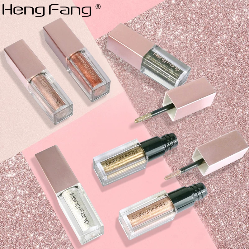 Бренд HengFang 1 шт. блестящие тени для макияжа водонепроницаемые мерцающие и блестящие золотые серебряные светящиеся жидкий Пигмент Тени для век