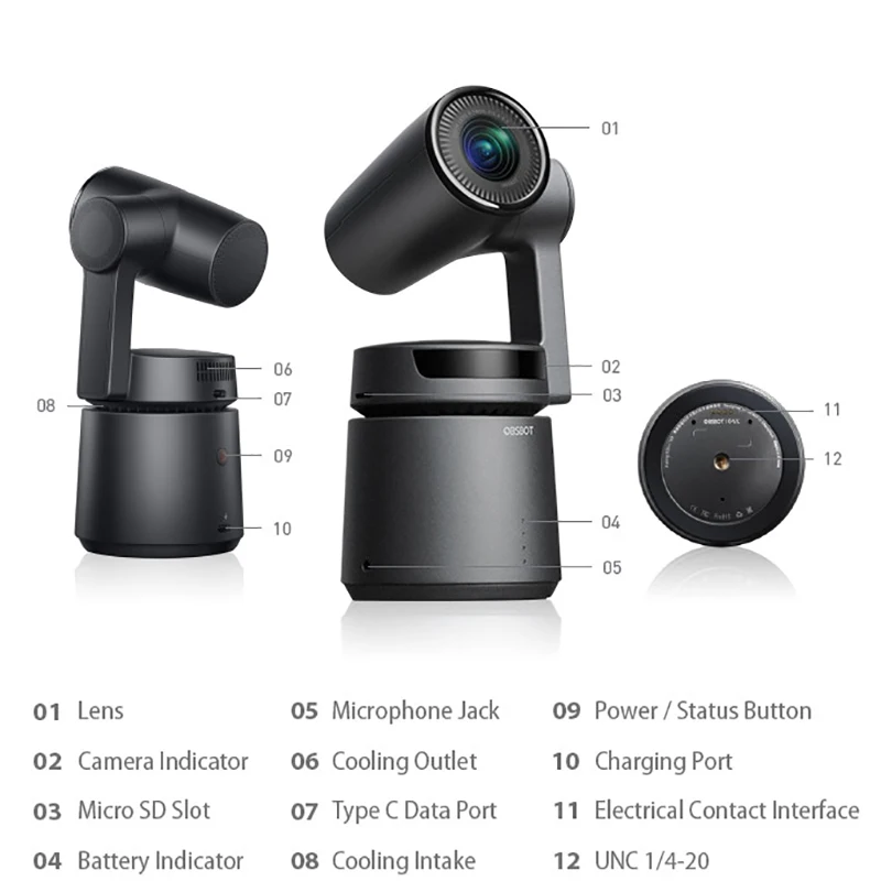 OBSBOT Tail Auto Director AI Camera 3 Axis Gimbal 4k 60fps zoom Tracking Shoot Video для Vlog YouTube Live video|Аксессуары