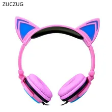 NEW Foldable Flashing Glowing cat ear headphones Gaming Headset Earphone with LED light For PC Laptop Computer Mobile Phone yijee cat ear led headphones with led flashing glowing light headset gaming earphones for pc computer and mobile phone