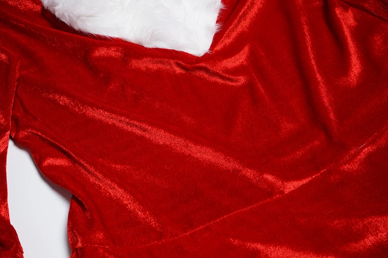 Cosplay&ware Christmas Dress Women Costume Adult Red Velvet Fur Dresses Hooded Sexy Female Santa Claus -Cosplayware Store
