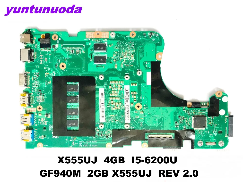 Original for ASUS X555UQ X555UJ laptop motherboard X555UJ 4GB I5-6200U GF940M 2GB X555UJ REV 2.0 te