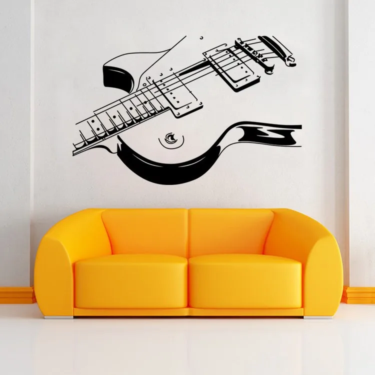 Wall Decals Guitar Musical Instrument Home Decor Bedroom Living Room Vinyl Wall Stickers Window