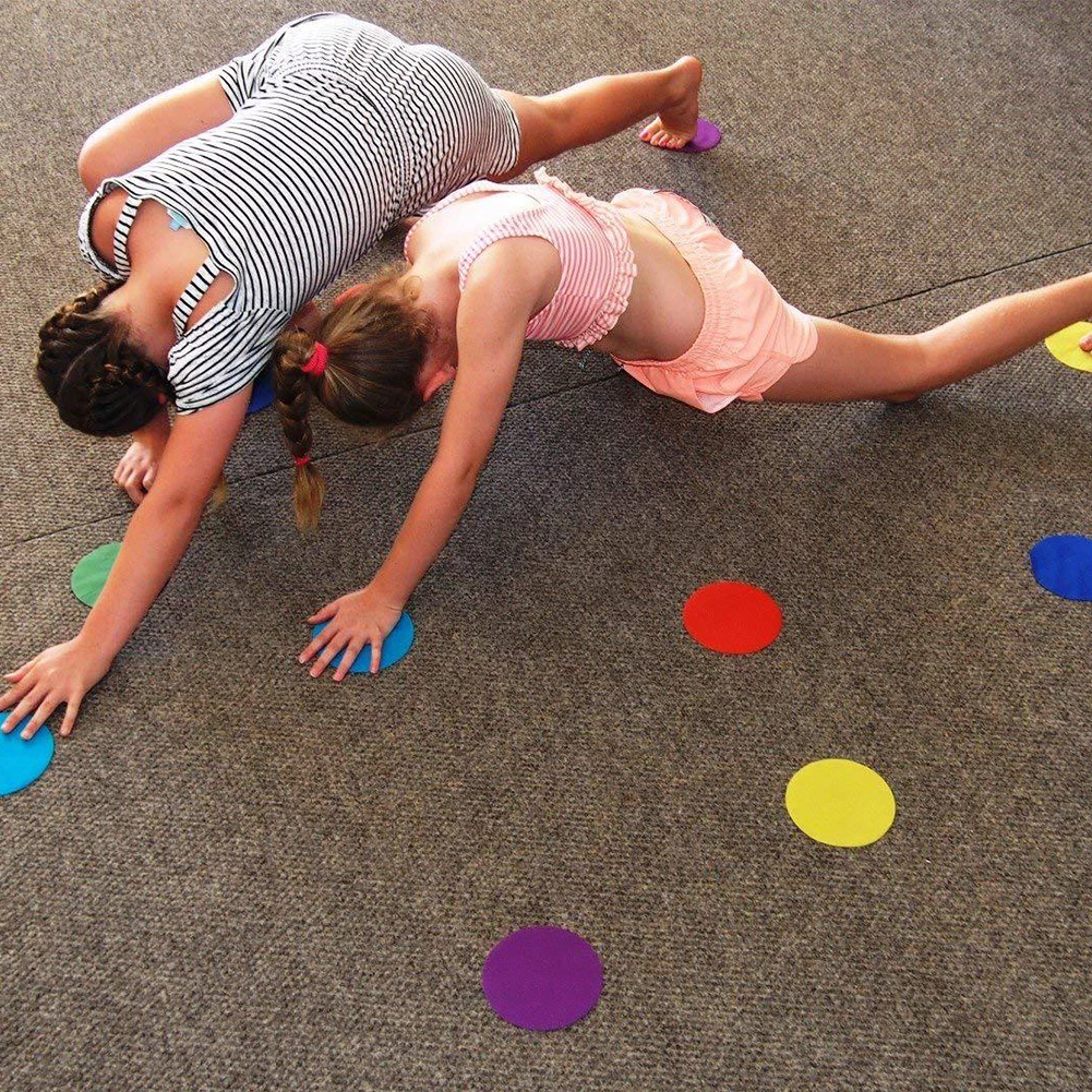 6 цветов круги спортивные игрушки пятна маркеры круглый учебный тег детская игра Волшебная наклейка пол класс сидя дошкольник плоский