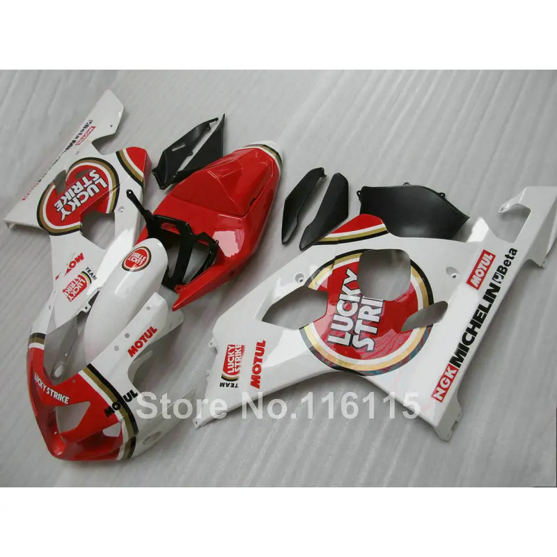 

New fairing kit for SUZUKI GSXR600 K4 K5 2004 2005 white red LUCKY STRIKE ABS fairings GSXR 600 GSX-R 750 04 05 TY75