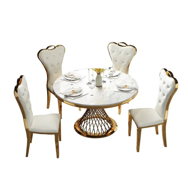 75cm High Metal Gilded Dinner Table / 130cm (4 1/4ft) Round Marble Top 75cm High Metal Gilded Dinner Table / 130cm (4 1/4ft) Round Marble Top