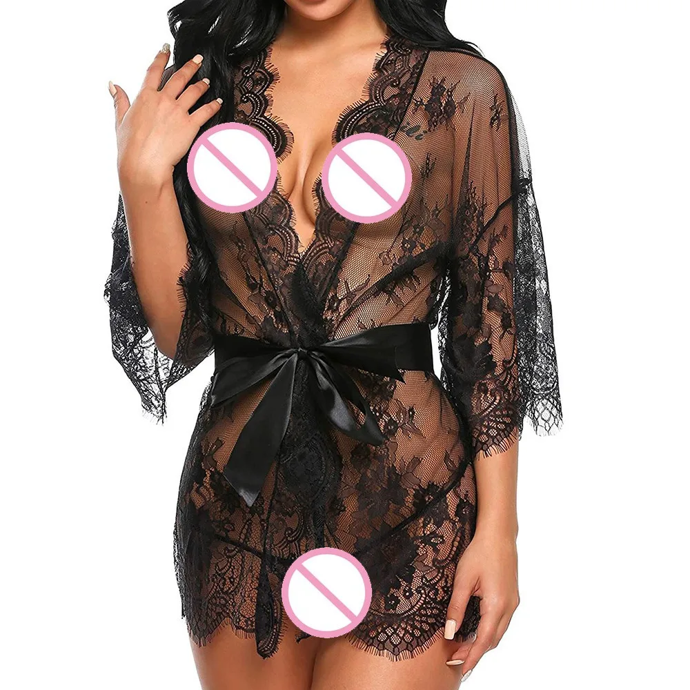 Женское сексуальное мягкое и удобное нижнее белье Babydoll ночное кружевное пальто