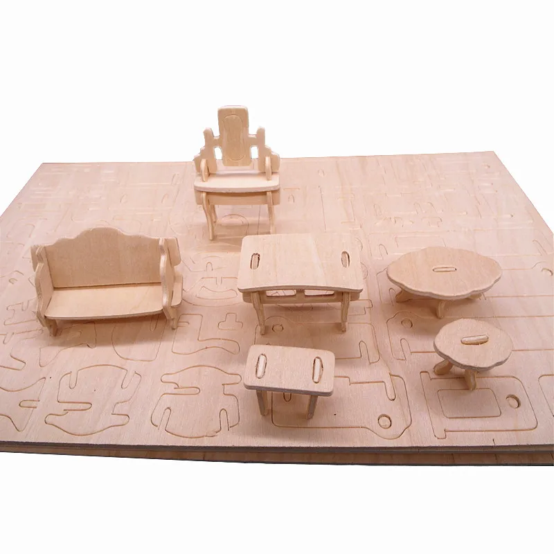 34 قطعة/المجموعة 1:24 دمية مصغرة اثاث الأطفال التعليمية خشبية دمية أثاث لعبة ، 3d لغز أطقم منمذجة عيد الميلاد لعبة