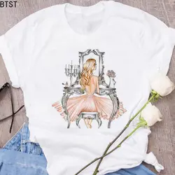 Лето 2019 креативный vogue парфюм цветы косметика принт Карл Футболка женская белая хлопковая футболка с коротким рукавом на заказ женская