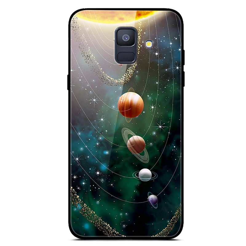 Чехол для Samsung Galaxy A8 2018 чехол из закаленного стекла с планетами космосом