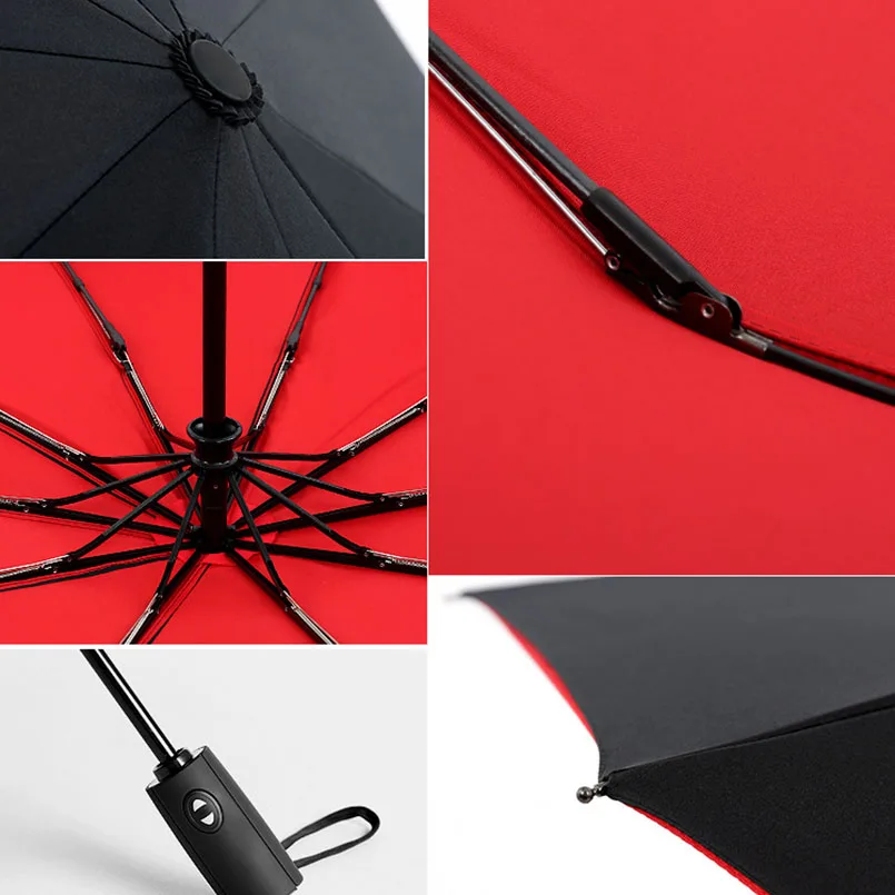 Folding Automatic Umbrella Three Folding Male Female Parasol Rain Windproof