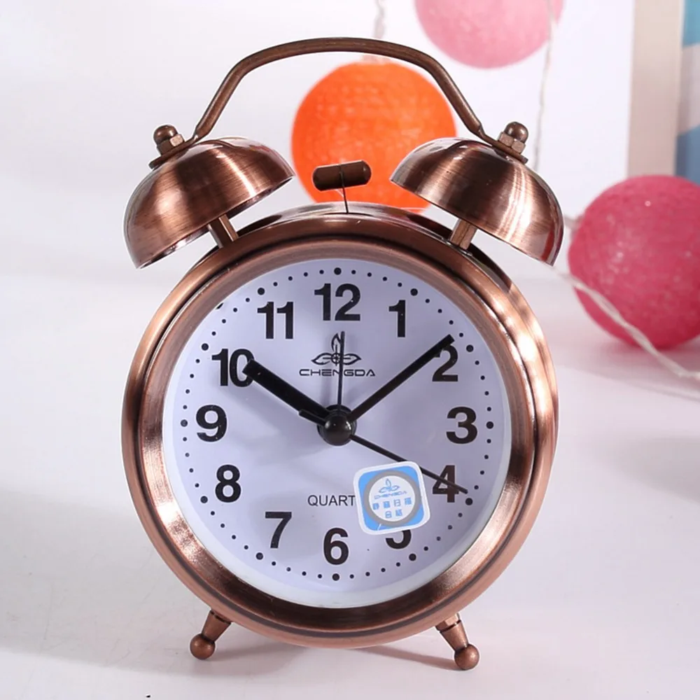 

Adeeing Classic Vintage Silent Night LED Light Bell Alarm Clock Lazy Bedside Desk Clock Christmas Gift for Students