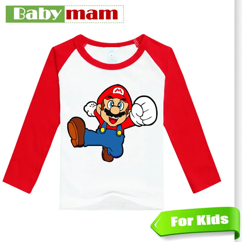 Children Cartoon Super Mario Clothes Long sleeved Shirt,T Shirt for