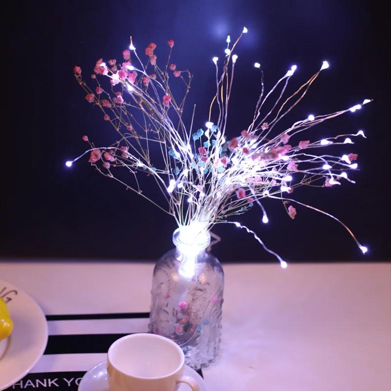 

Creative outdoor LED explosion modeling copper wire string holding flowers small lanterns holiday decoration fireworks lights
