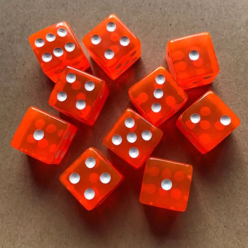 Шесть игральных кубиков для ролевых игр D6 RPG прозрачные питьевые Прямые Вечерние инструменты акриловые друзья 10 шт 16 мм