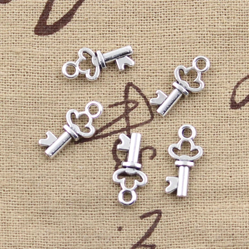 

50pcs Charms Most Key 17x7mm Handmade Craft Pendant Making fit,Vintage Tibetan Bronze Silver color,DIY For Bracelet Necklace