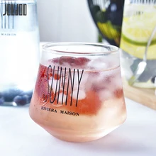 JOUDOO Милая прозрачная стеклянная чашка для завтрака, молока, креативная Однослойная стеклянная кружка Sunny Ins, Кофейная, чайная, бутылка для воды, посуда для напитков 35