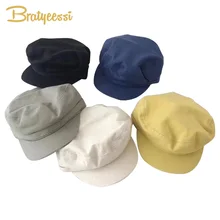 Модная детская шапка для девочек, хлопковая шапка на плоской подошве для маленьких мальчиков, осенне-Весенняя Детская кепка для мальчиков, кепка в стиле ретро для малышей, детские шапки, 1 шт