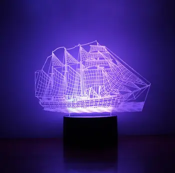

Sailboat 3D Color Changing RGB LED Night Light Acrylic Sailling Boat Model Crafts 3D Table Lamp for Home Decor