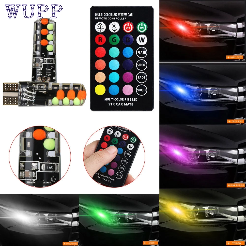 HAMBODER RGB T10 COB Bulb Remote Control Car Width Light Strobe Light