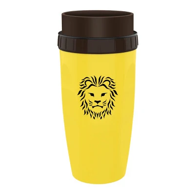 Вращающаяся чашка Neolid без крышки портативная ручная соломенная чашка креативная пластиковая мультяшная двухслойная желтая/серая чашка для детей подарок - Цвет: Yellow lion