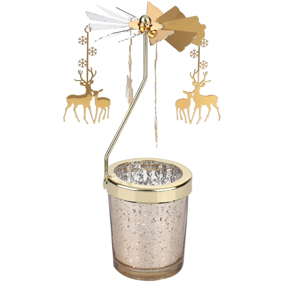 

2019 new Shape Romantic Rotation Candlestick Revolving Door Windmill Starry Sky Candle Holders DIY Desk Decor Gift Candle Holder
