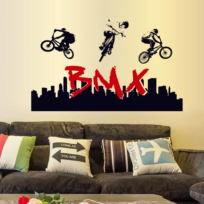 [Fundecor] Экстремальные виды спорта наклейки на стену домашний Декор Гостиная мальчик спальня наклейки велосипед Мотокросс Фреска BMX самоклеящаяся пленка