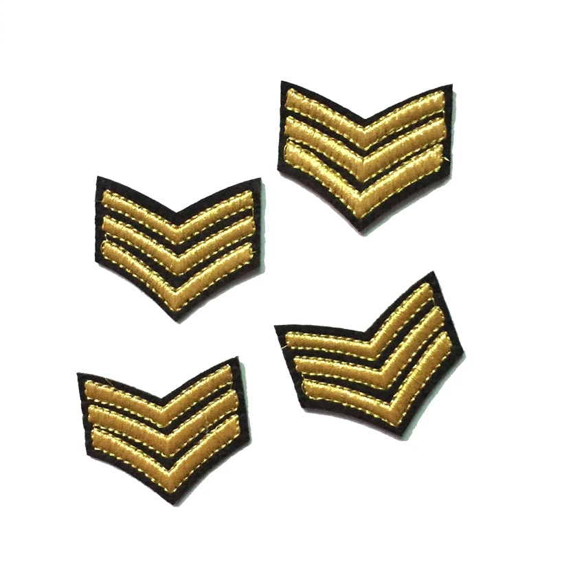 

Patches For Clothing 2 Pieces Gold Sergeant Stripes Iron On Patch Fabric Motif Applique Military Army Rank Decal Free Shipping