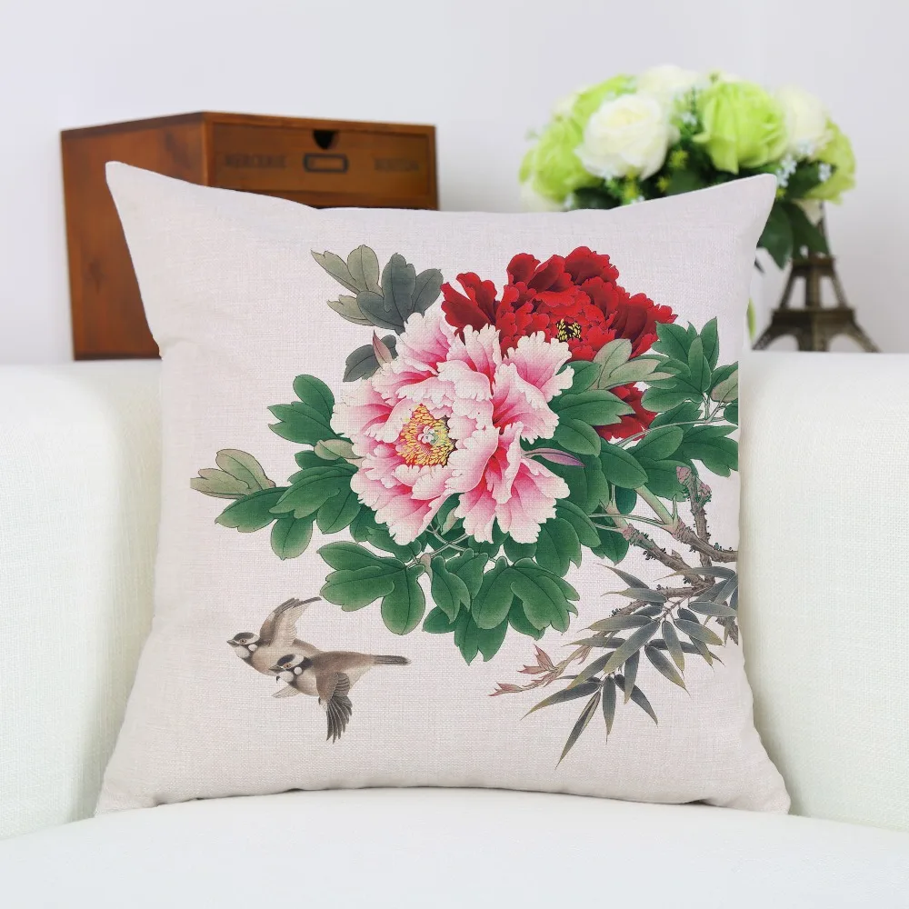 Golden Peony Floral Tropical Tree Flowers Leaves Print Car Decorative